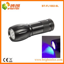 Factory Custom Made CE Aluminum Material Power 390nm 9 led Bule Light Flashlight Torch For Bathroom and Hotel Cleanliness